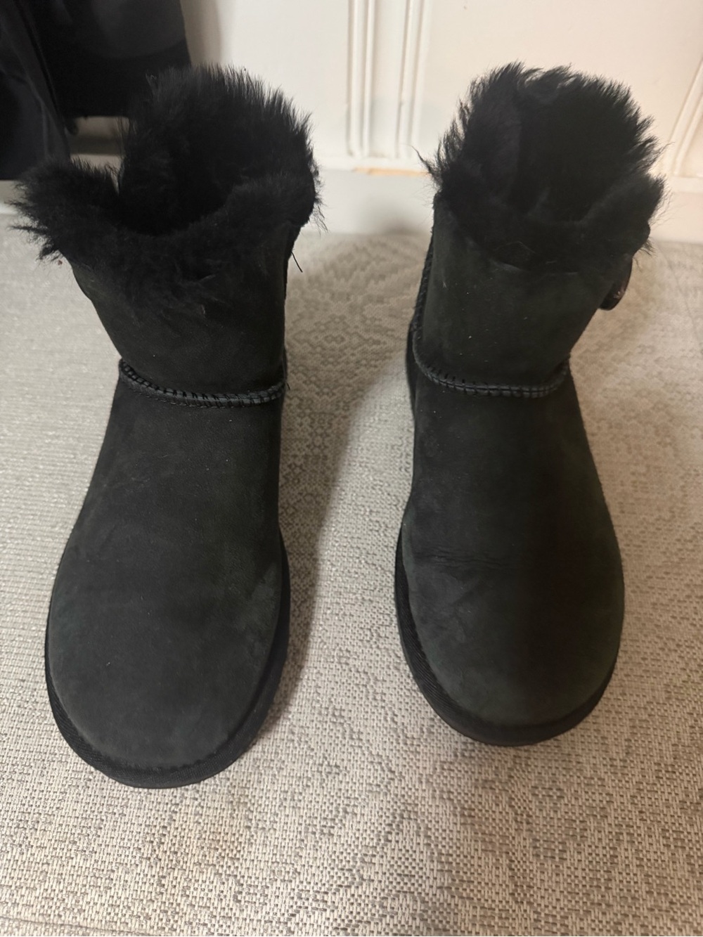 Ugg Women's Black Faux-Fur Suede Winter Ankle Boots